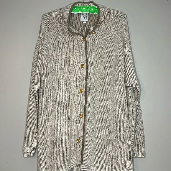 Vintage Helen Hsu Tan/Brown Cardigan Size  XL - Picture 1 of 10